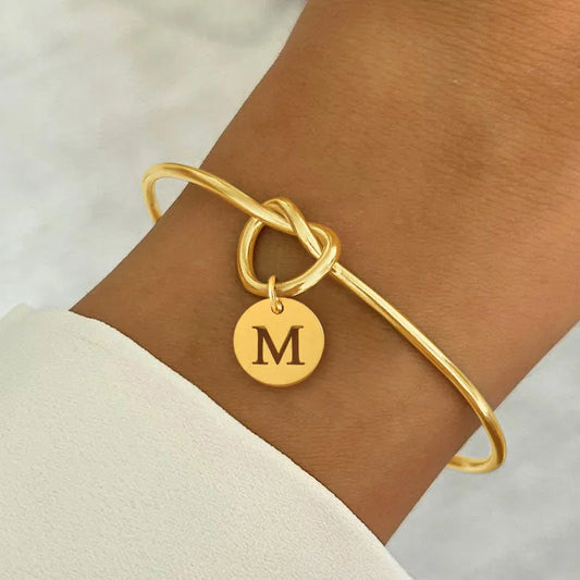 Gold Plated Stainless Steel Initial Heart Bracelet