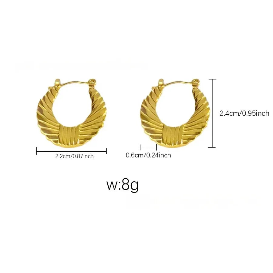 Elegant Gold Titanium Steel Hoop Earrings Gold Earrings 12