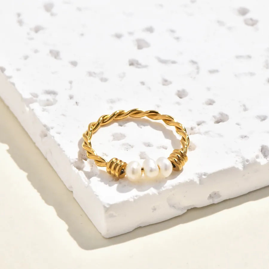 Gold Plated Pearl Heart Ring for Women