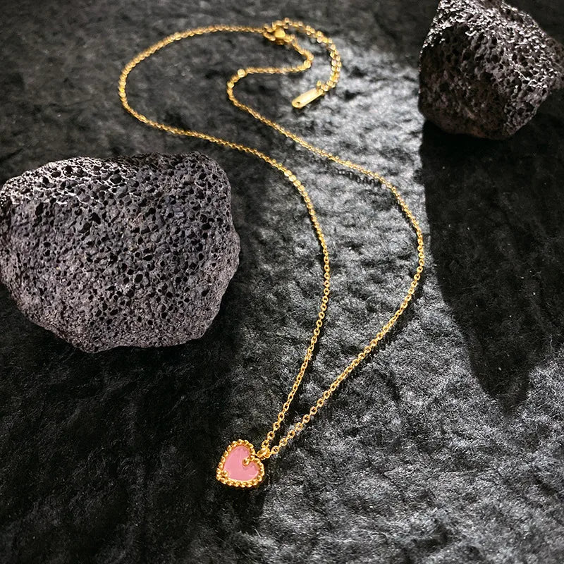 Pink Mini Heart Pendant Necklace for Women