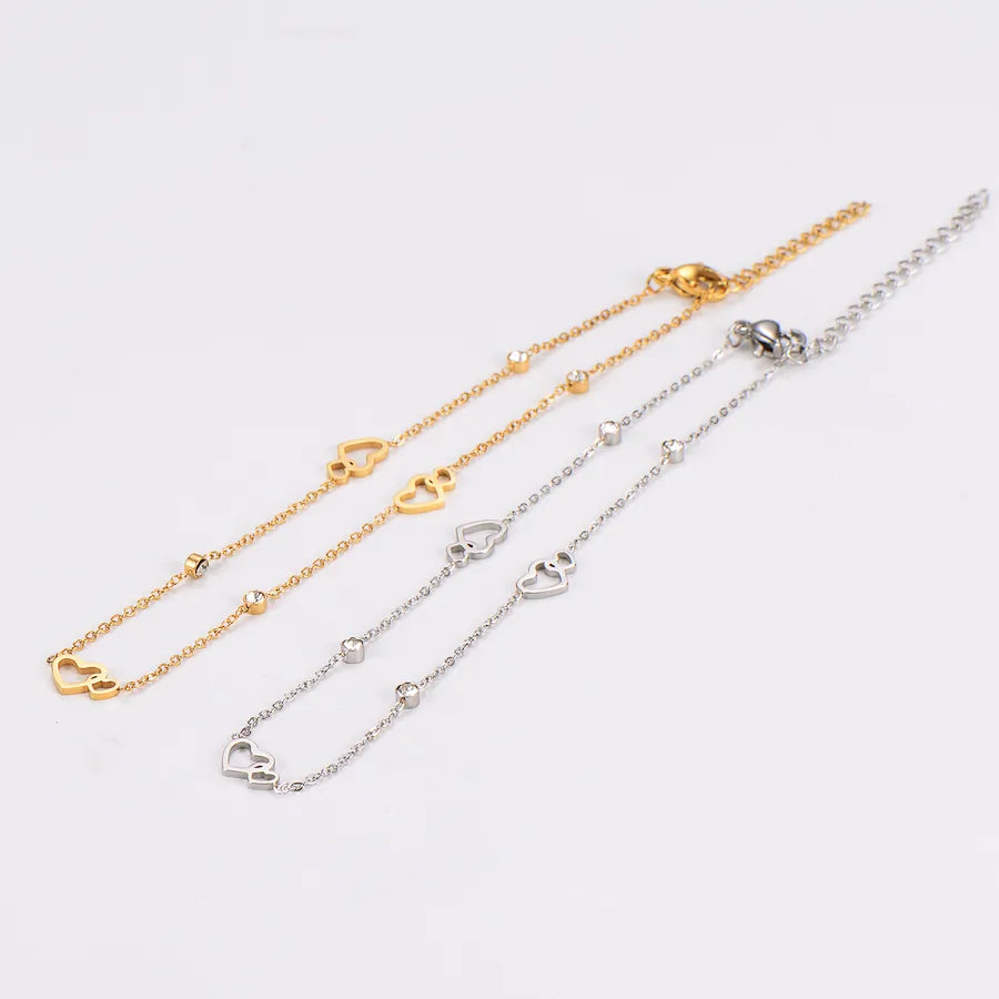 Gold Plated Hollow Heart Anklet for Women