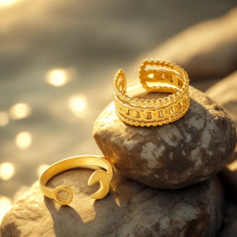 Adjustable Gold Stainless Steel Open Ring