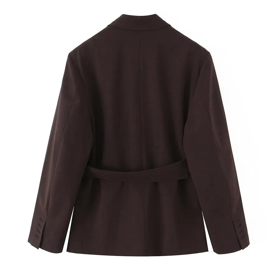 Women's Belted Blazer & Pants Set