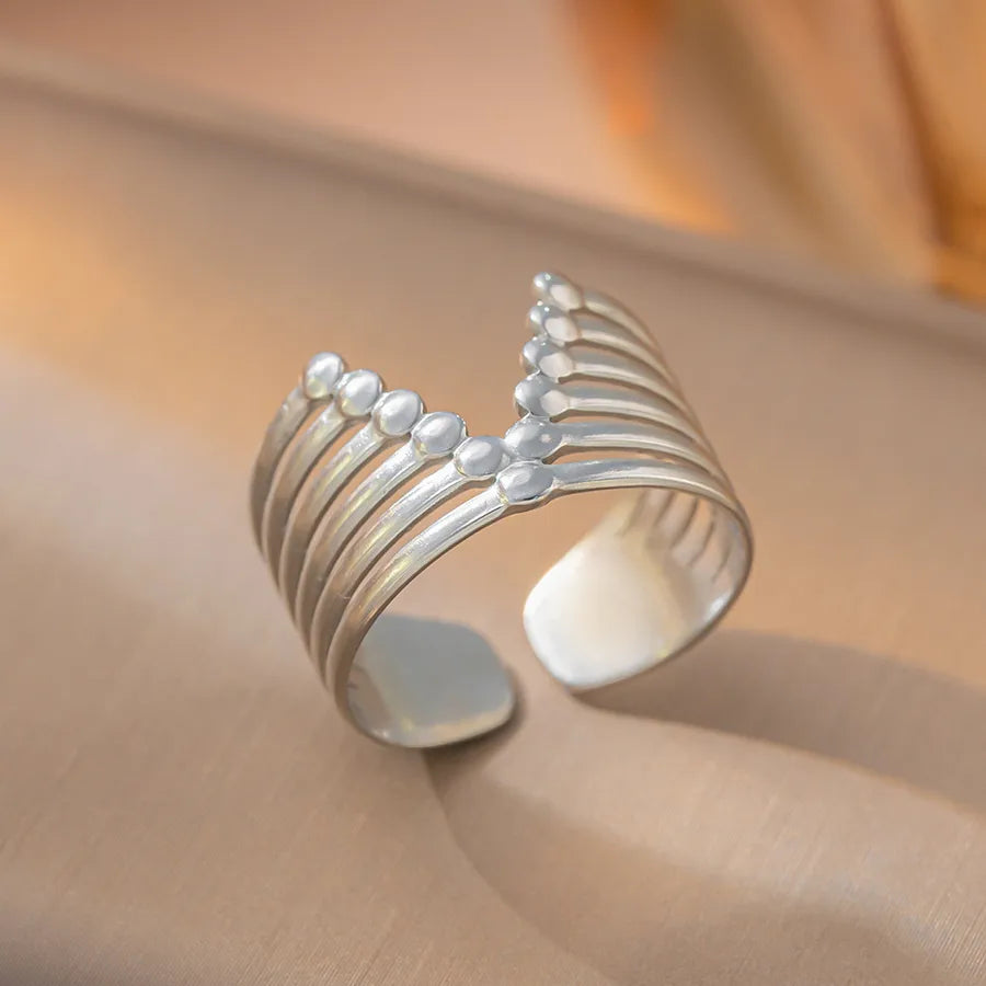 18K Gold Geometric Titanium Steel Open Ring K20 Steel Color Ring Adjustable