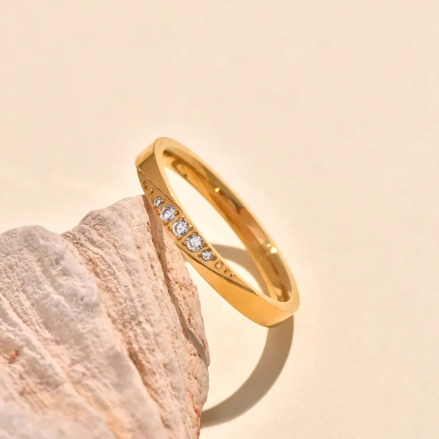 18K Gold Plated Titanium Steel Zircon Ring