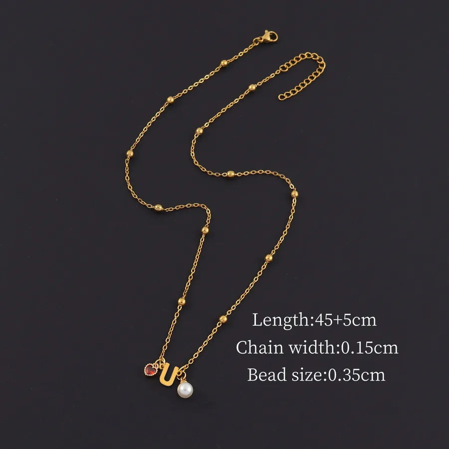 18K Gold Plated Heart & Letter Pendant Necklace Gold U