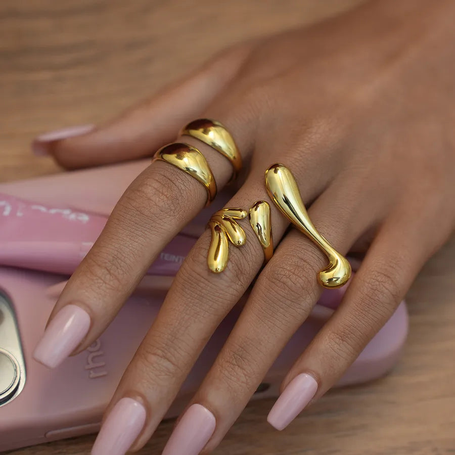 18K Gold Plated Geometric Stainless Steel Ring