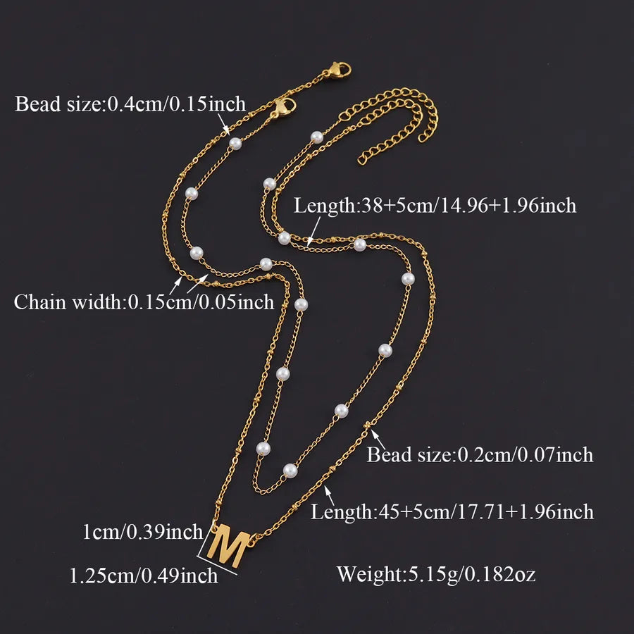 Minimalist Gold Initial Pendant Layered Necklace
