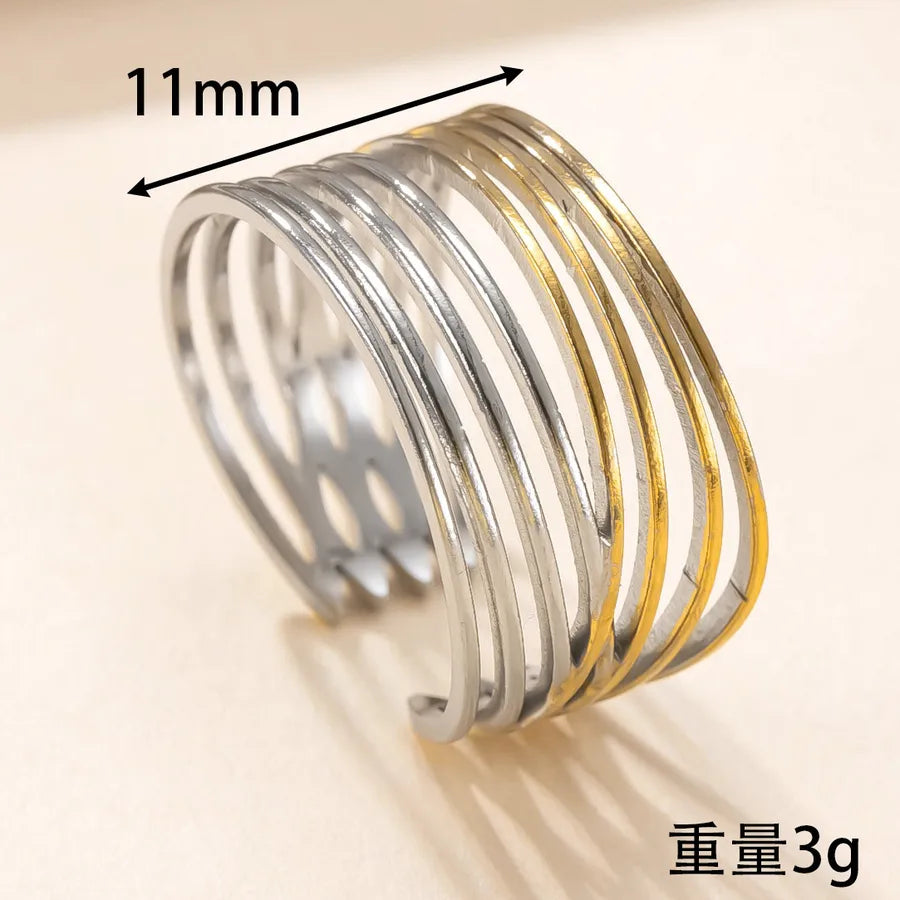 Geometric Gold-Plated Titanium Steel Ring Average Size YYJZ707