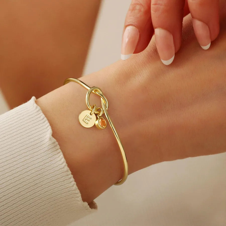 Stainless Steel Birthstone Initial Bracelet