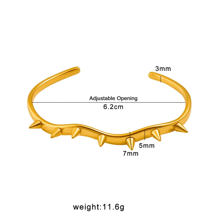 18K Gold Rivet Geometric Stainless Steel Bangle CK1416 Gold