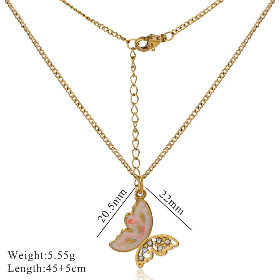 Elegant Butterfly Pendant Necklace for Women Orange