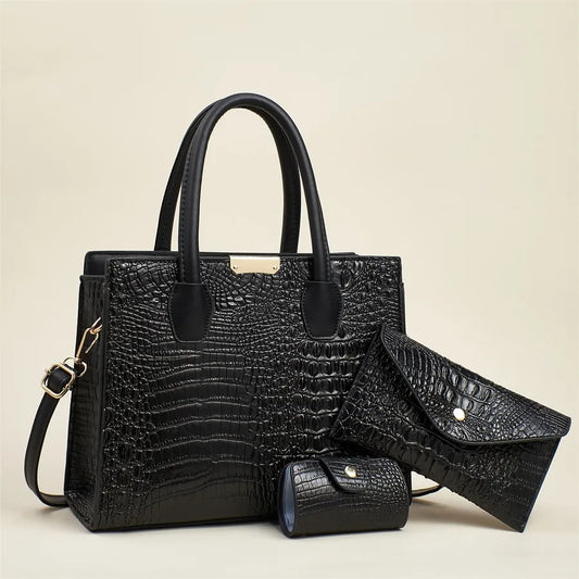 Crocodile Pattern Large Shoulder Handbag