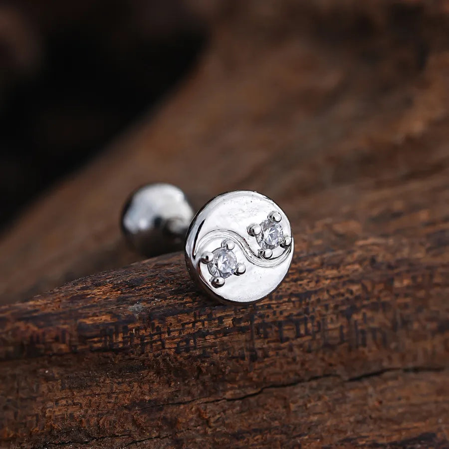 Stainless Steel Zirconia Stud Earrings 3445 Silver Ear Studs