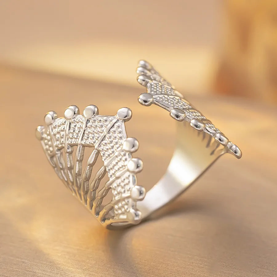 18K Gold Titanium Steel Geometric Open Ring K298 Steel Color Ring Open