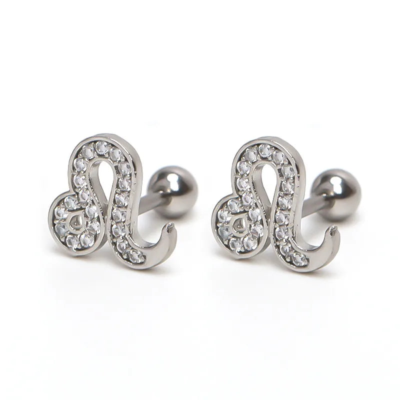 Leo Zodiac Sign Stud Earrings – Gold Stainless Steel