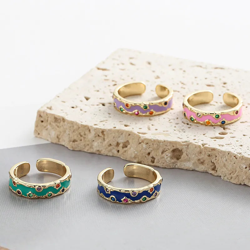 Colorful Enamel Open Ring for Women