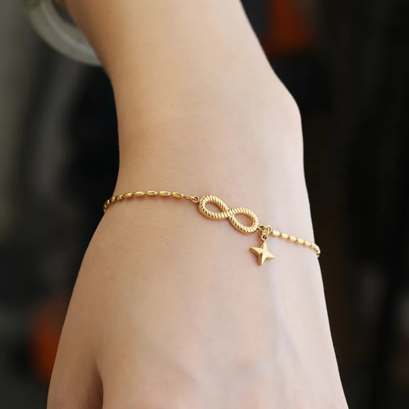 Gold Infinity Love Bracelet with Stars