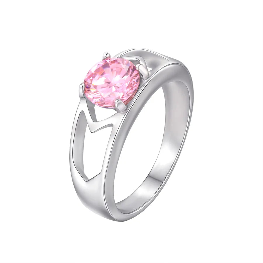 Elegant Pink Zircon Stainless Steel Ring