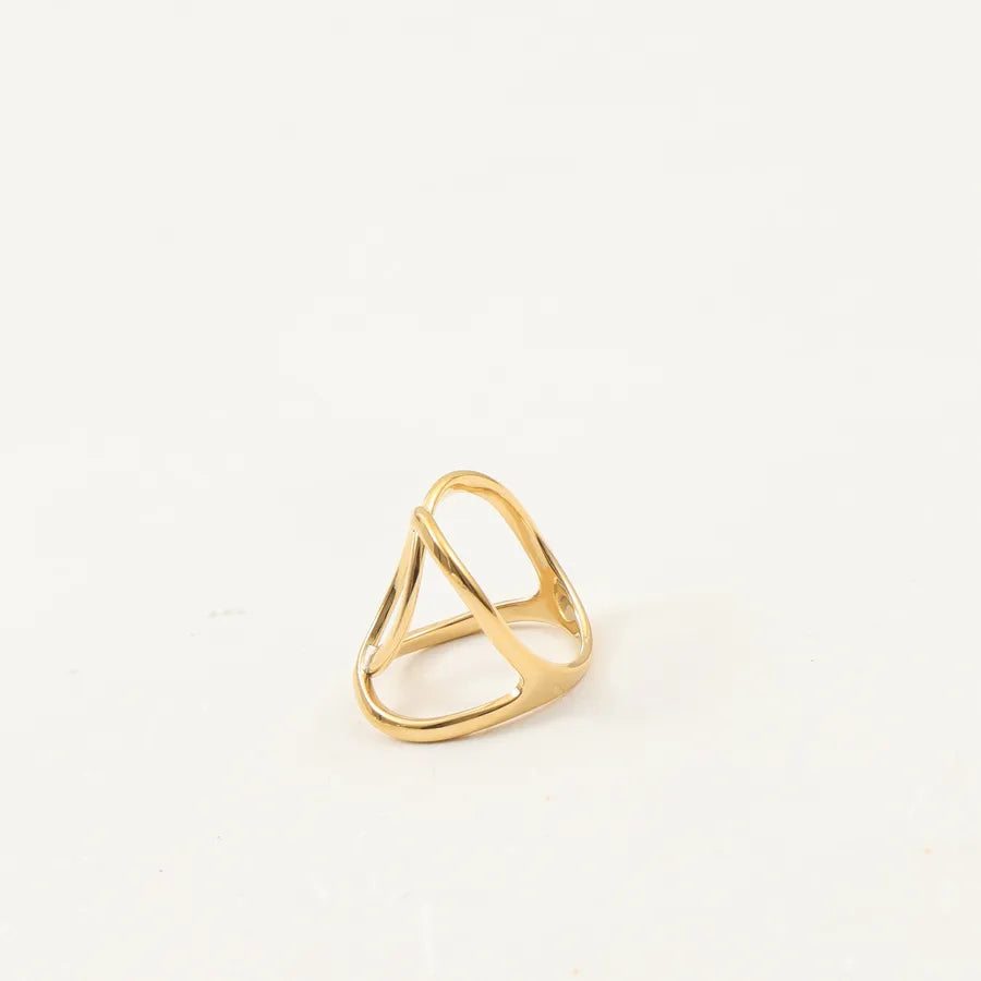 Gold Cross Statement Ring in Stainless Steel