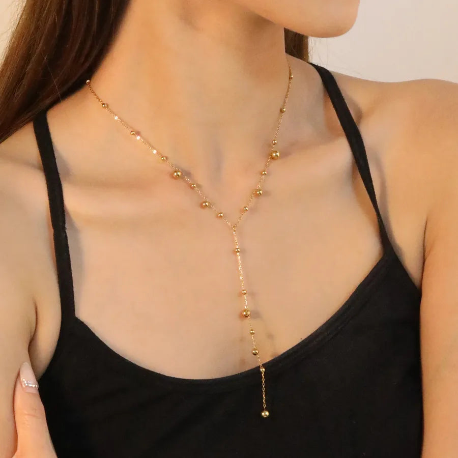 Gold Plated Geometric Tassel Y-Necklace