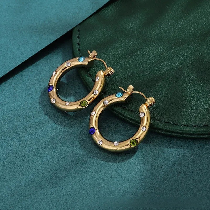 Bold Titanium Steel Large Hoop Earrings ES030