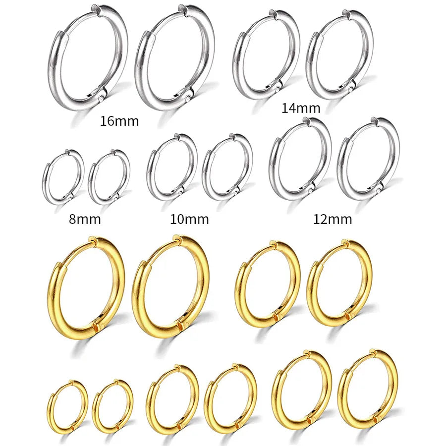 Men's Stainless Steel Round Hoop Earrings