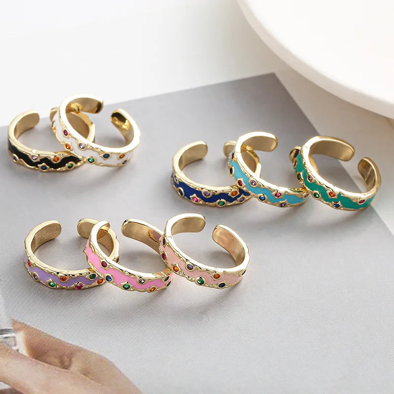 Colorful Enamel Open Ring for Women
