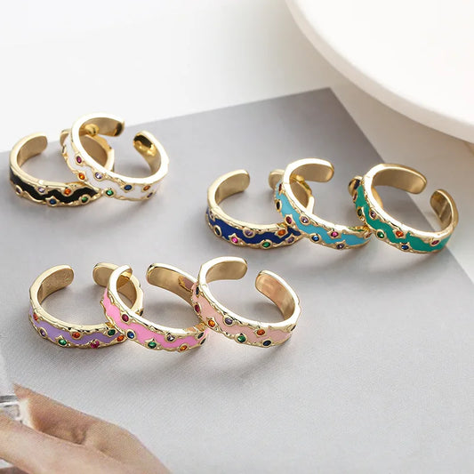 Colorful Enamel Open Ring for Women