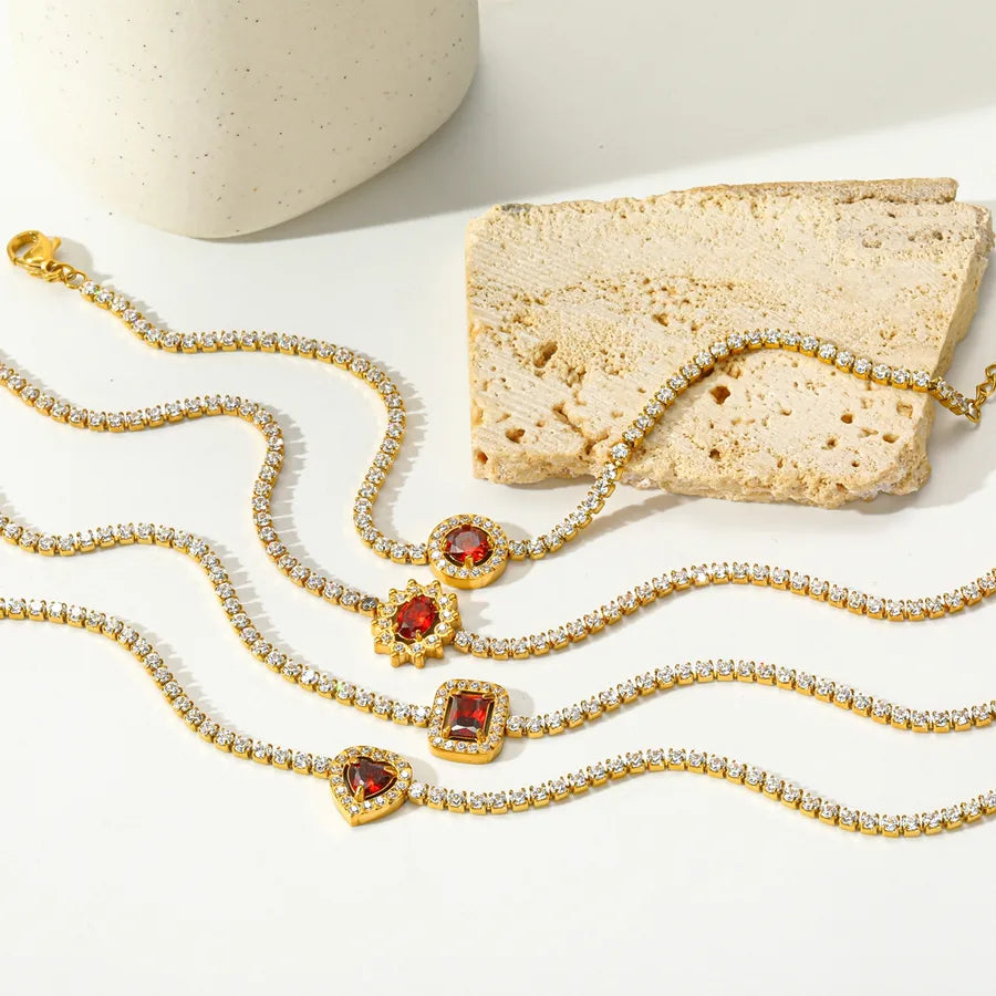 Gold Plated Stainless Steel Zircon Women's Bracelet