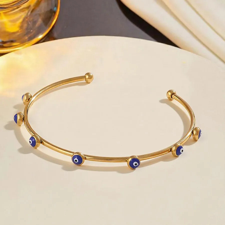 18K Gold PVD Geometric Stainless Steel Bracelet Average Size Gold MX062