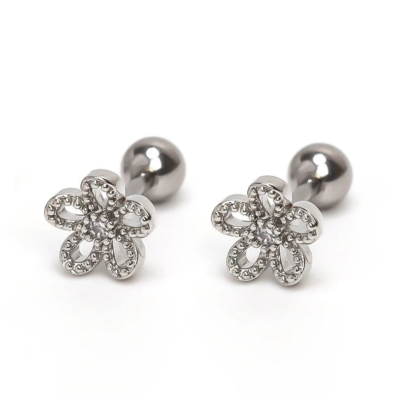 Floral Zircon Small Hoop Earrings