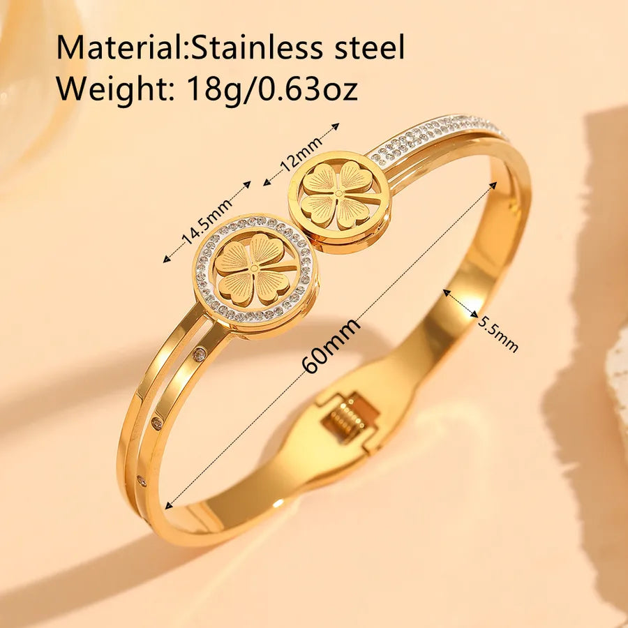 18K Gold Flower Bangle – PVD Coated Stainless Steel