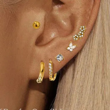 18K Gold Plated Geometric Flower Stud Earrings