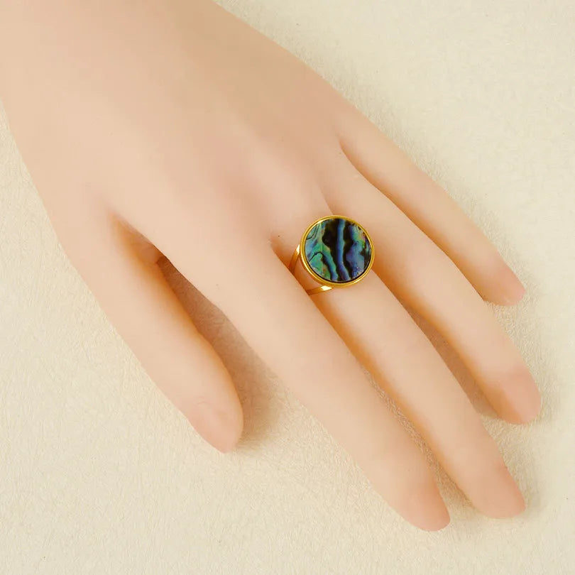 18K Gold Plated Geometric Shell Ring