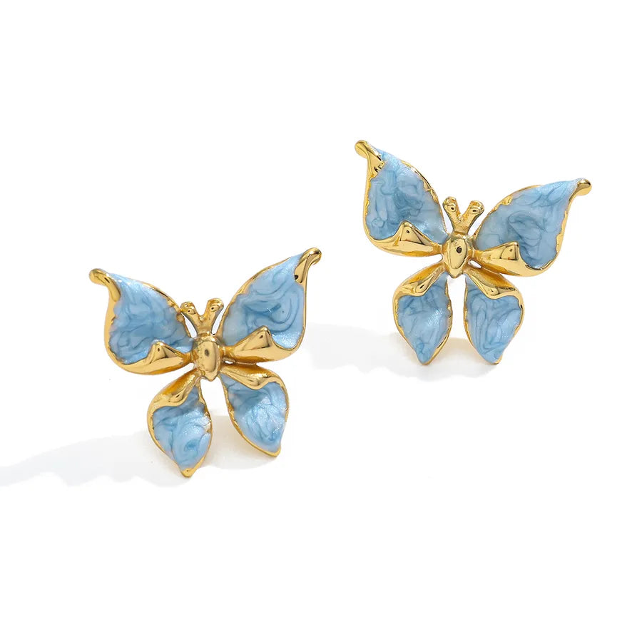 18K Gold Plated Butterfly Drop Earrings Butterfly 1-24.46*25.73mm