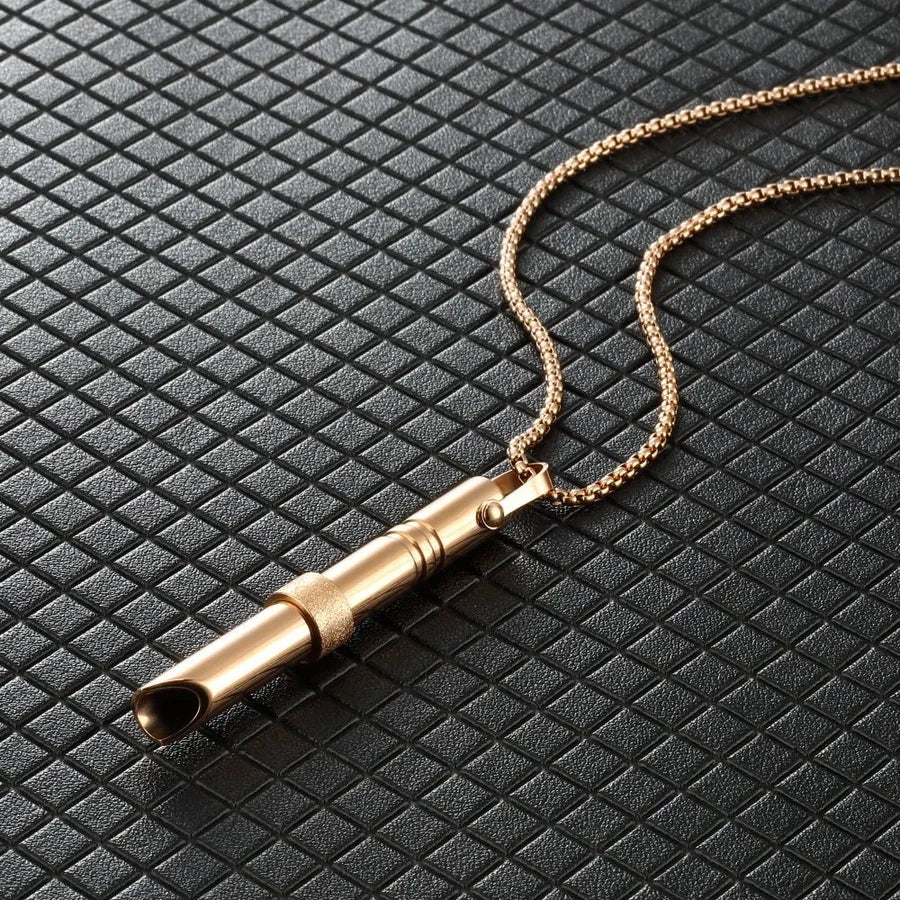 Titanium Steel Stress Relief Whistle Necklace Rotating Beads Rose Gold Whistle Necklace