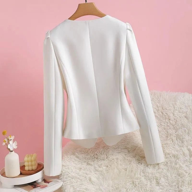 Women's V-Neck Bubble Sleeve Blazer Jacket