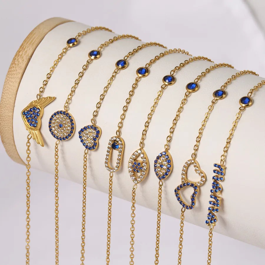 Heart-Shaped Zircon Titanium Steel Bracelet