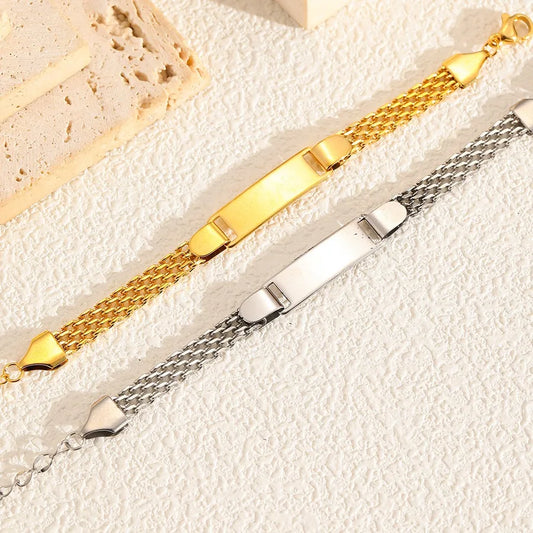 Custom Engraved Gold Mesh Bracelet