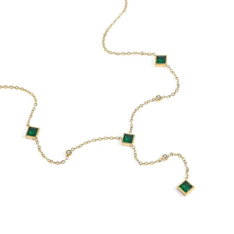 18K Gold Plated Geometric Zircon Necklace