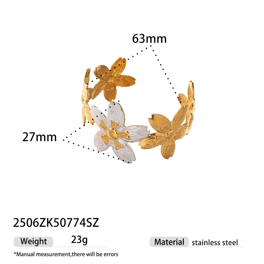 Gold Plated Stainless Steel Flower Bracelet 2506ZK50774SZ