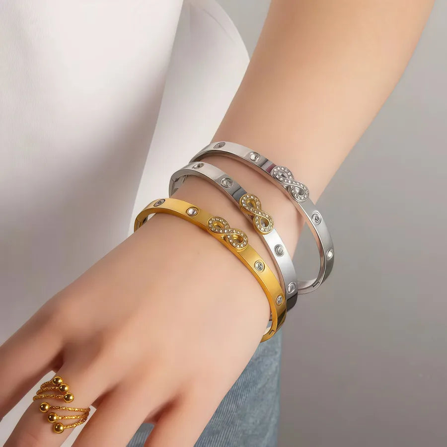 18K Gold Infinity Bracelet with Rhinestones