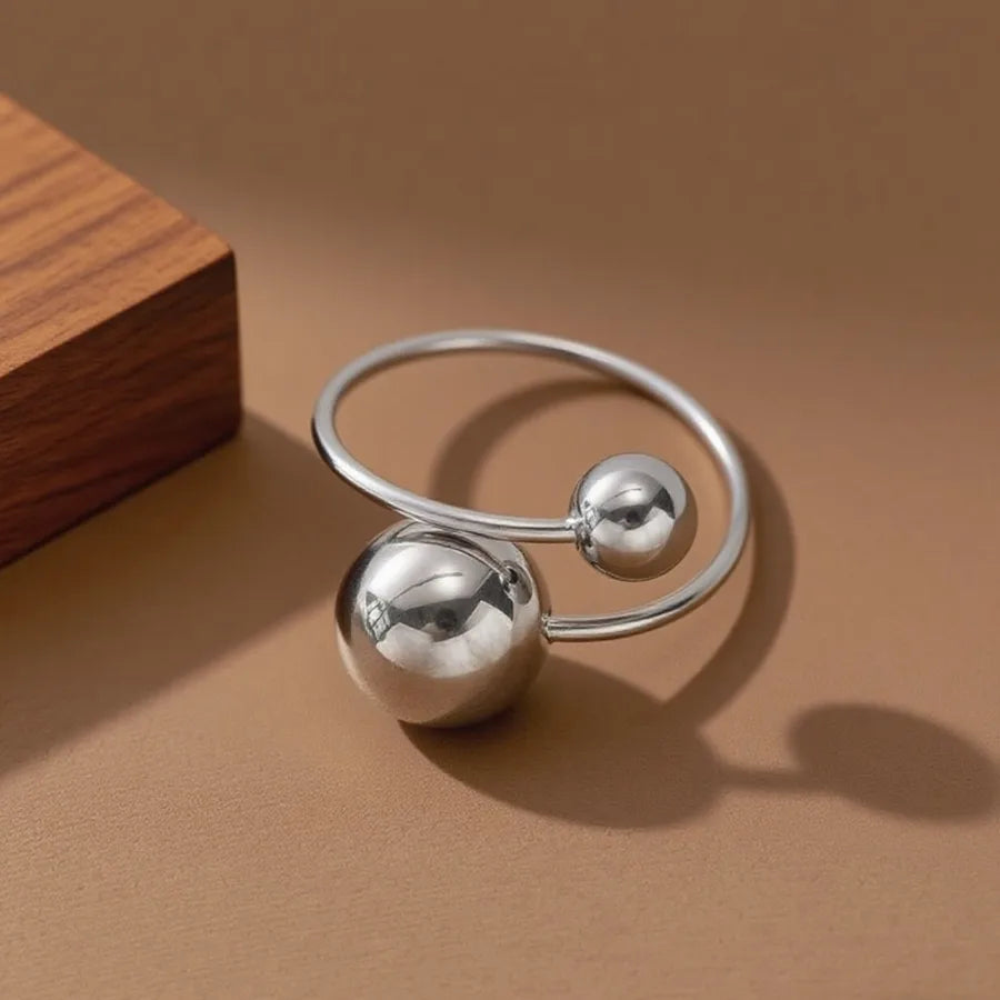 Stainless Steel Geometric Ring Set for Women Z077-Large and Small Gold Balls-Ring-Steel Color