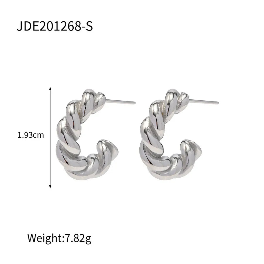 Stainless Steel Geometric Hoop Earrings JDE201268-S