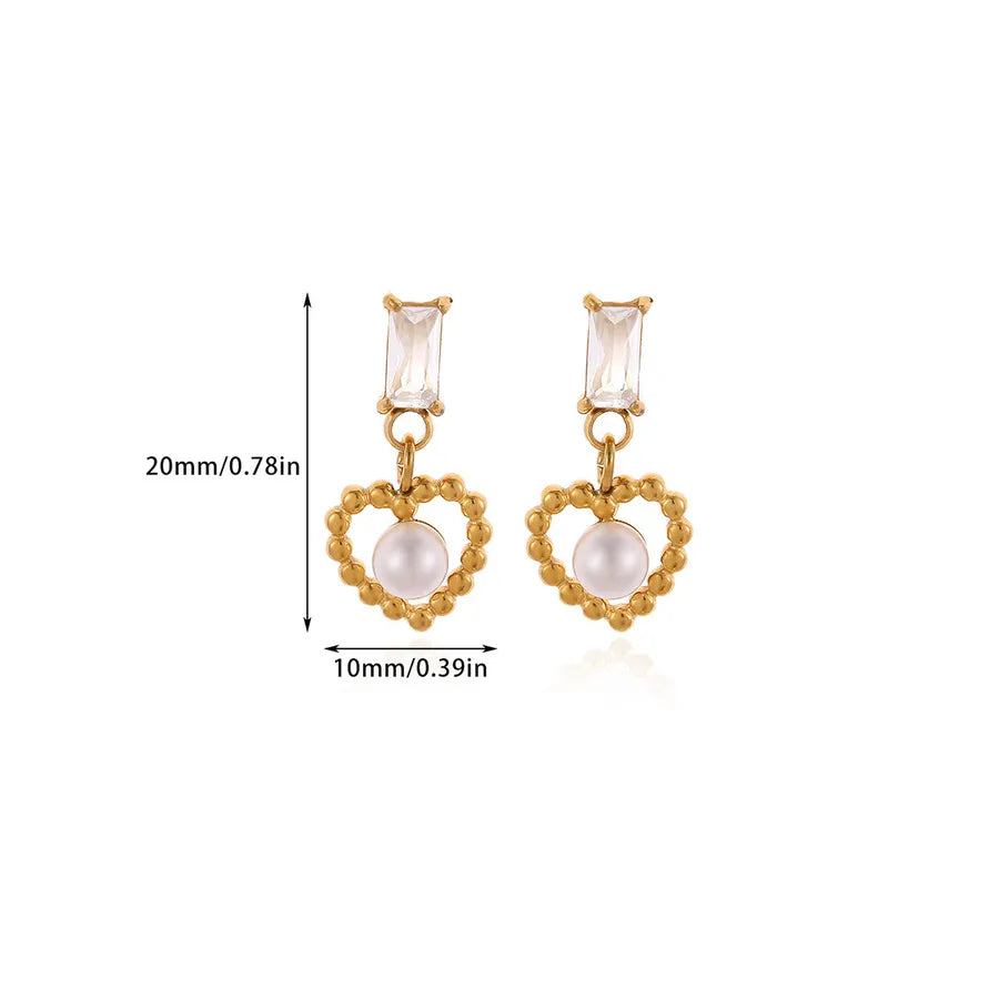Heart-Shaped Pearl & Zircon Stud Earrings YZE6076G