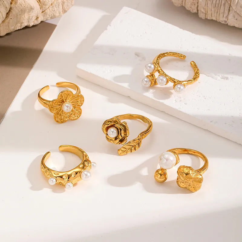 Gold Plated Flower Open Ring for Women