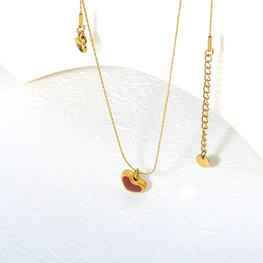 Red Heart Pendant Necklace – Gold Plated