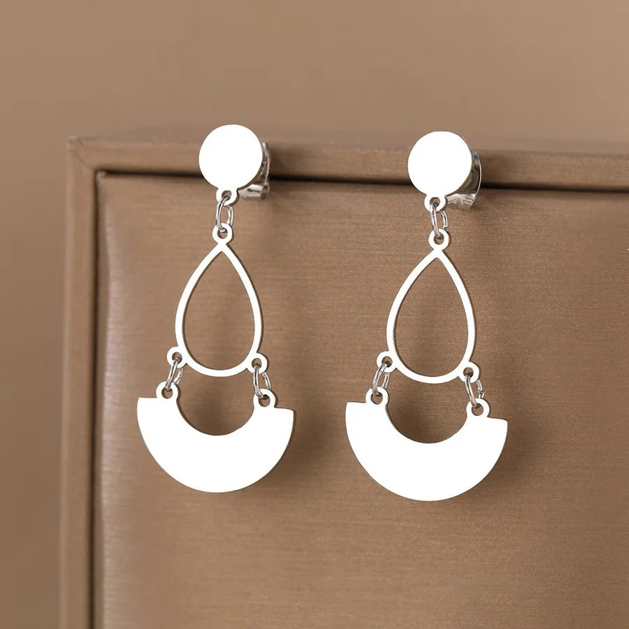 Gold Plated Heart & Butterfly Stud Earrings Average Size Steel Color 005#