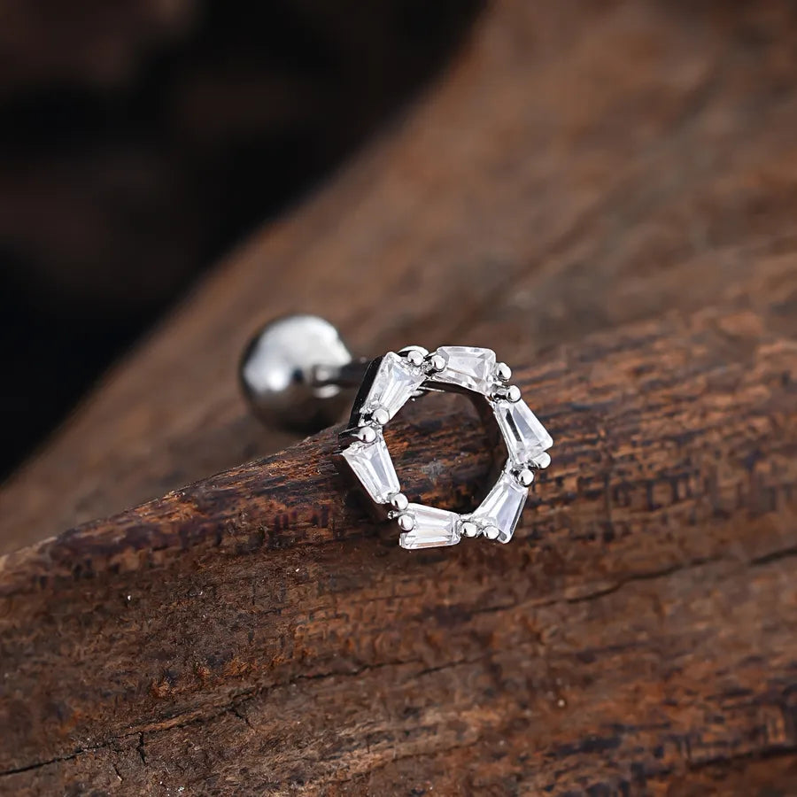 Stainless Steel Zirconia Stud Earrings 3456 Silver Ear Studs